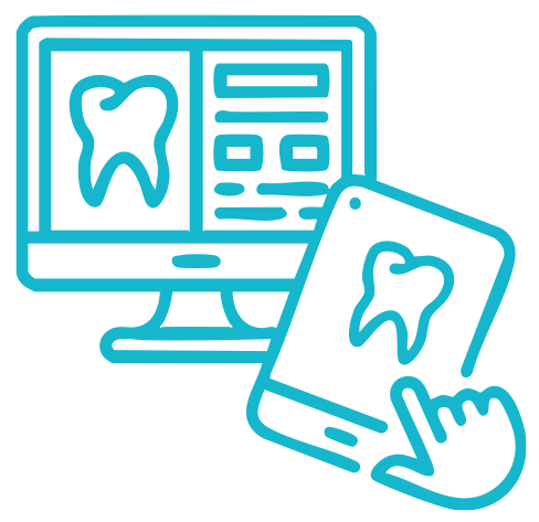 Digital dental care icon showing tooth design on computer and tablet for CDCP services in London